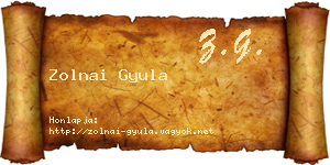 Zolnai Gyula névjegykártya